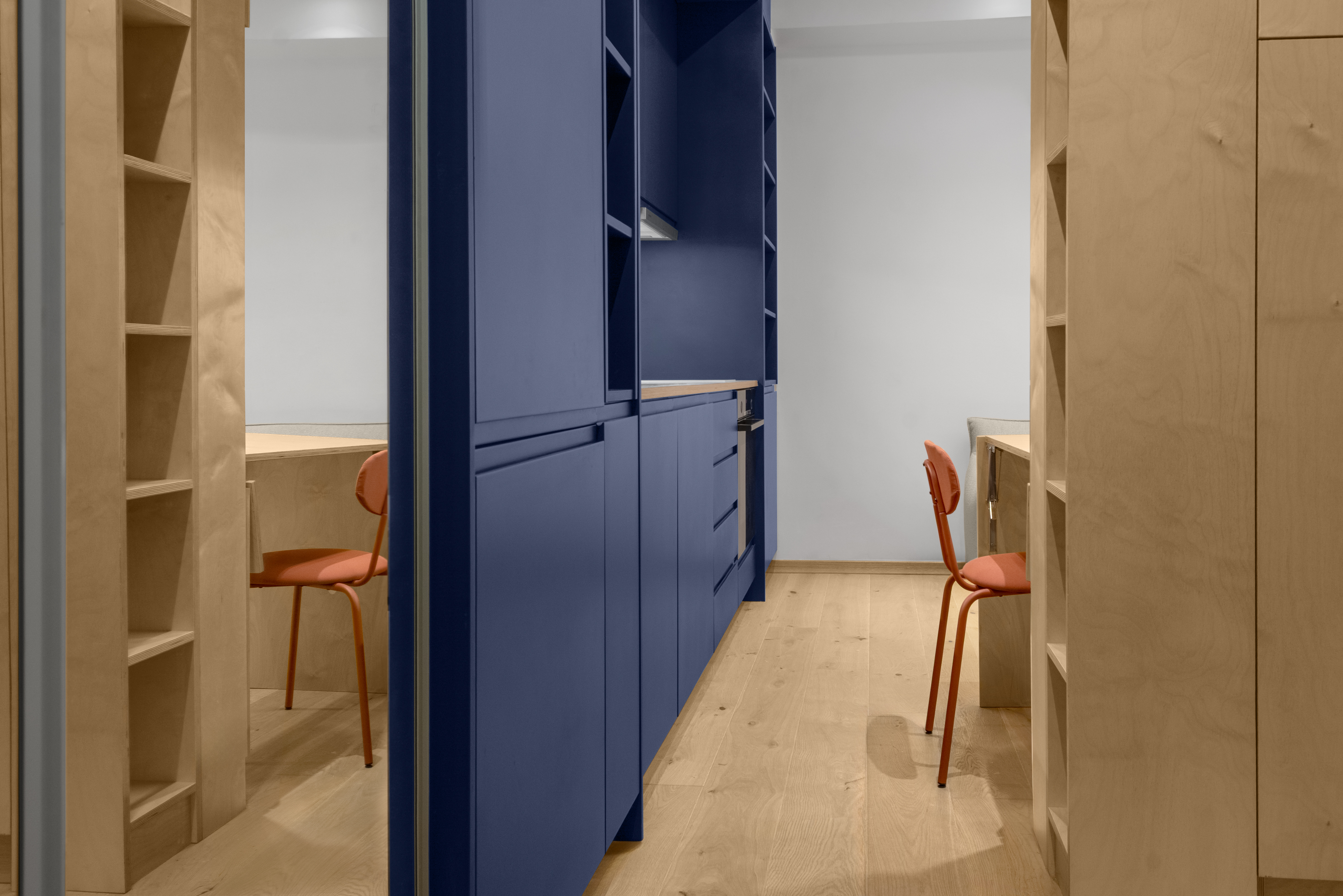 After: Navy kitchen wall